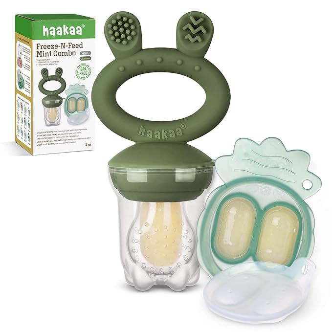 Haakaa Baby Fruit Food Feeder & Mini Freezer Nibble Tray Combo, Breastmilk by haakaa
