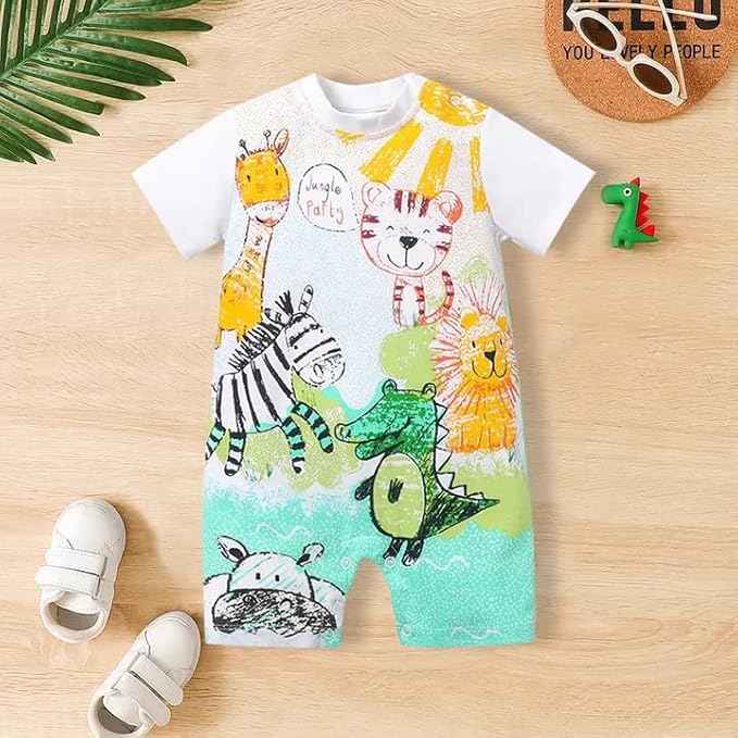 Cute Giraffe + Zebra With Floral Print Long Sleeve Baby Girl Clothes White - Image 2