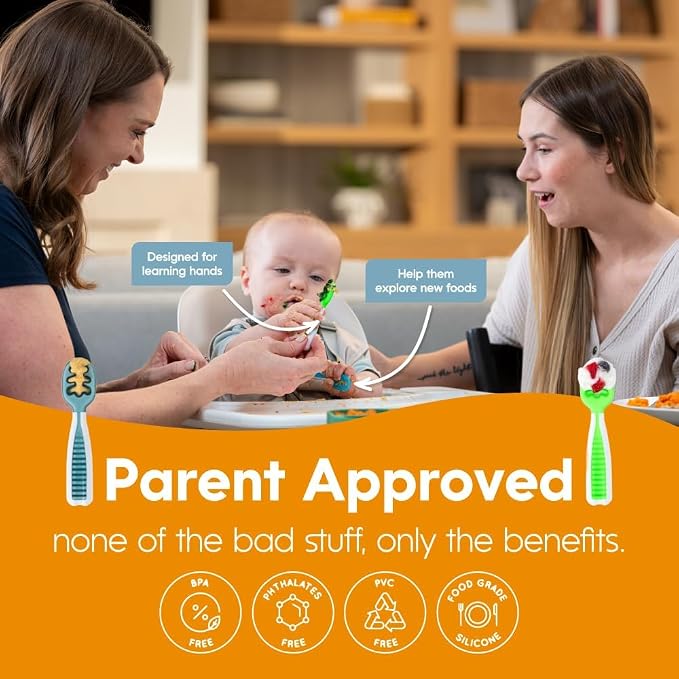 NumNum Baby Spoons Set, Feeding Littles x Silicone Pre-Spoon GOOtensils - Image 4