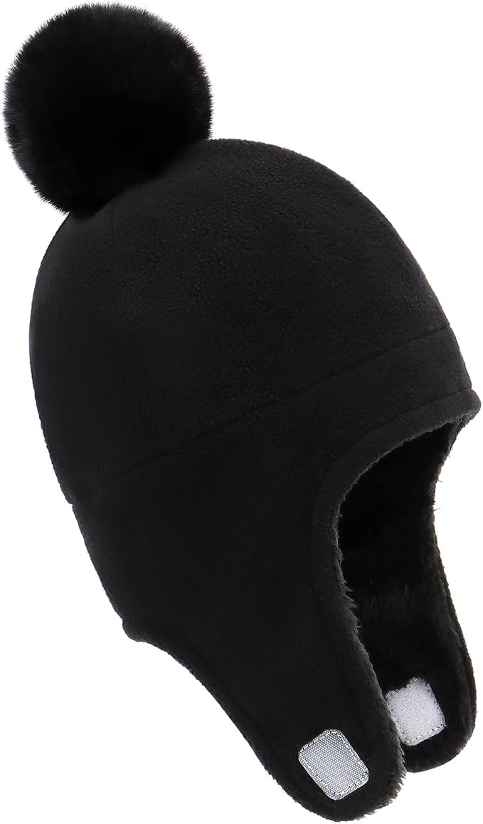 Baby Beanie Hat Pom Full Hood Hat Toddler Winter Hat Fleece Earflap Cap - Image 2