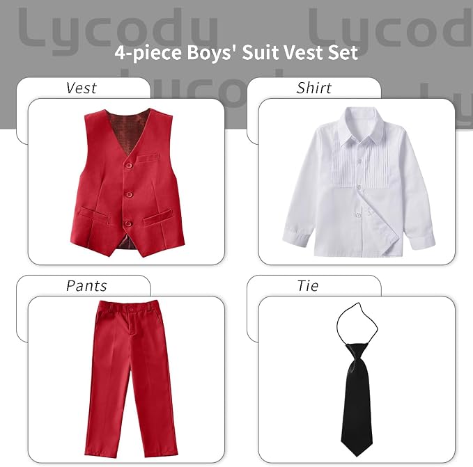 Boys Vest Set Formal Dress Suits Wedding Outfit Dresswear - Image 2