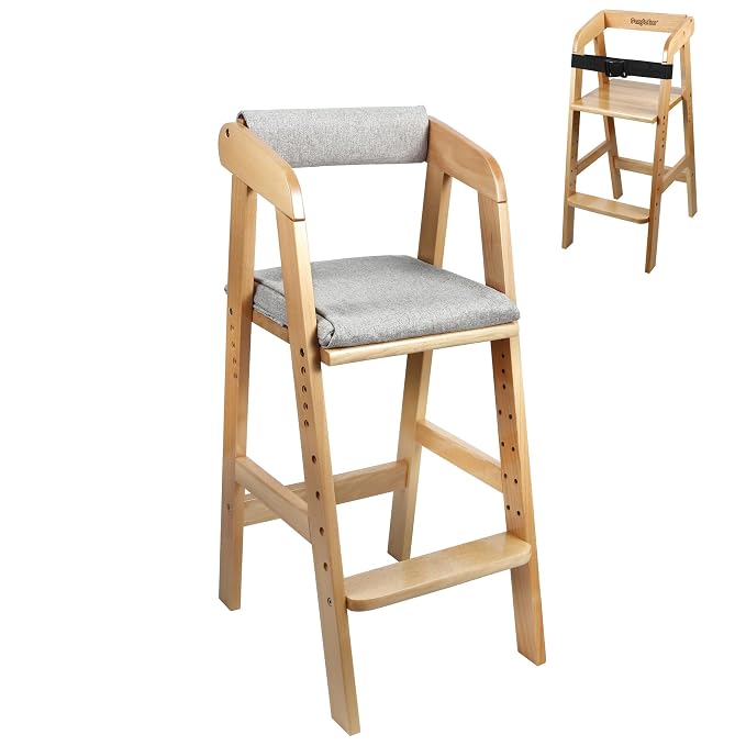 PandaEar Wooden High Chair for Toddlers, Adjustable Child Highchair Feeding by PandaEar