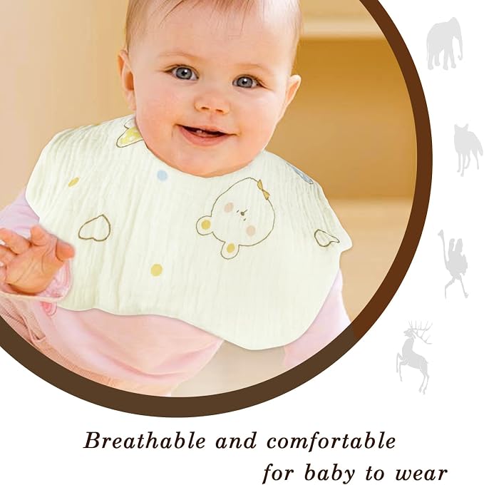 Baby Bibs Muslin Bibs for Baby Girl Boy for Drooling and Teething 10 Pack - Image 2