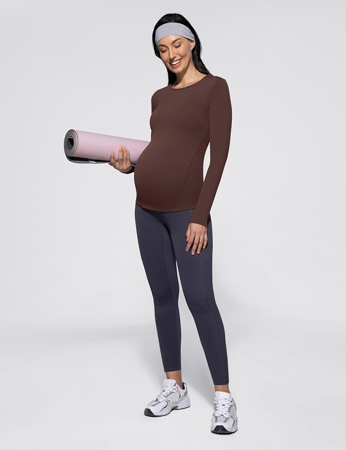 POSHDIVAH Women's Maternity Long Sleeve T Shirts Scoop Neck Pregnancy Tee Top - Image 6