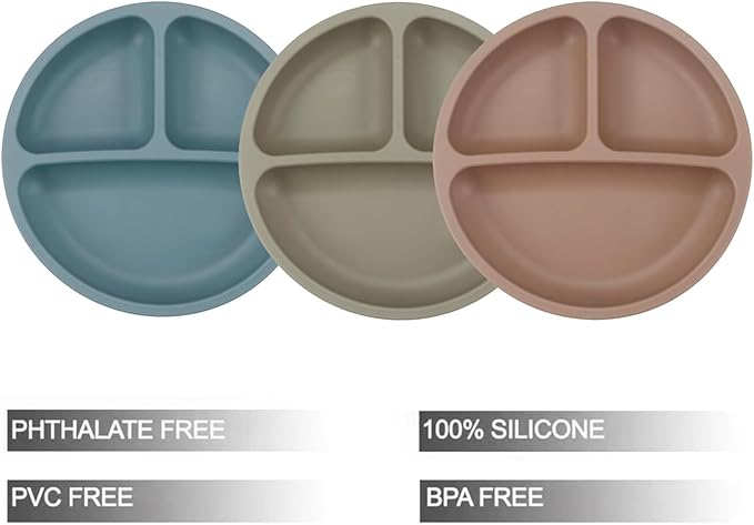 PandaEar Baby Feeding Set, 3 Pack Toddler Plates - Image 2