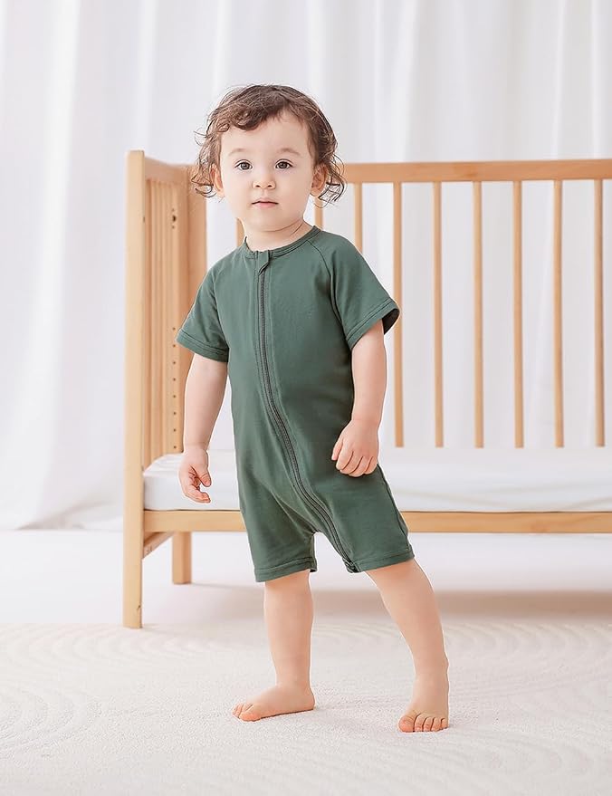 JunNeng 2 Pack Footless Long/Short Sleeve Baby Romper - Image 2