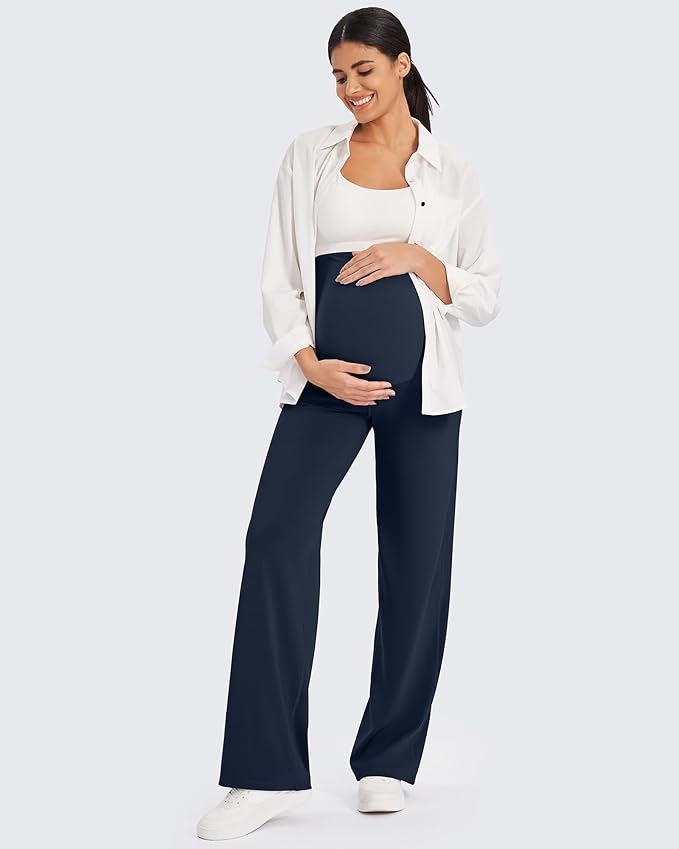 G4Free Maternity Pants Over The Belly Yoga Dress Work Pregnancy Pants Stretchy - Image 7
