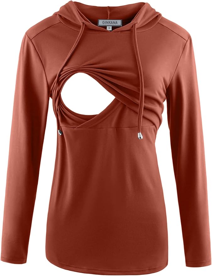 GINKANA Women's Nursing Hoodie Sweatshirt Long Sleeves Breastfeeding Maternity by GINKANA
