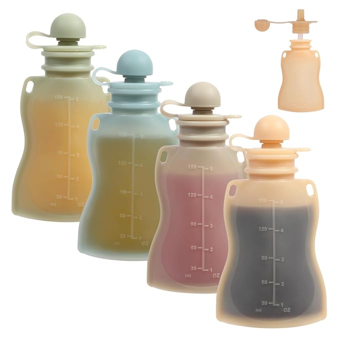Reusable Baby Food Pouches, 4 Pack by Eascrozn