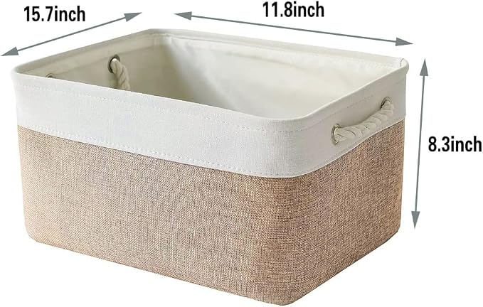 Storage Basket Fabric Sturdy Canvas Storage Bins Organizer - Image 4