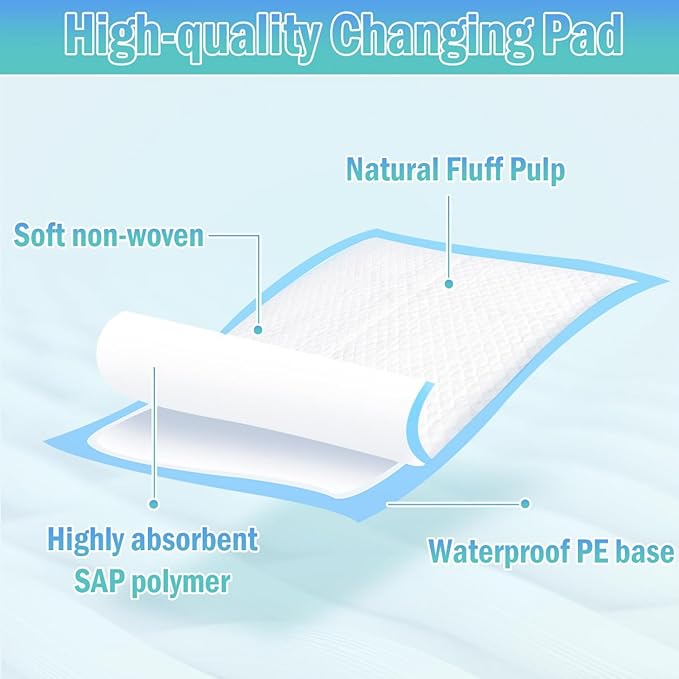 Rocinha 100 Pack Disposable Changing Pads Baby Disposable Underpads Waterproof - Image 2