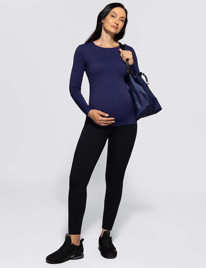 POSHDIVAH Women's Maternity Long Sleeve T Shirts Scoop Neck Pregnancy Tee Top - Image 6