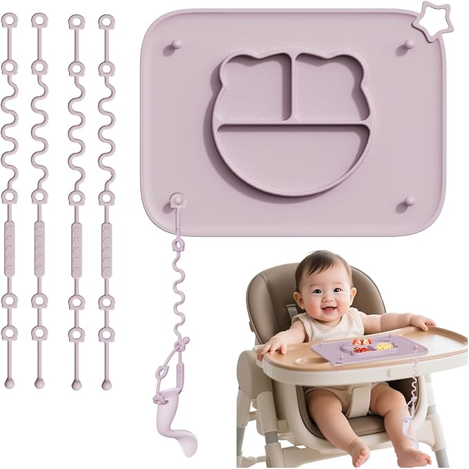 1 Pack Silicone Mat for Babies, Baby Placemat Built-in Suction Base and by Unknown