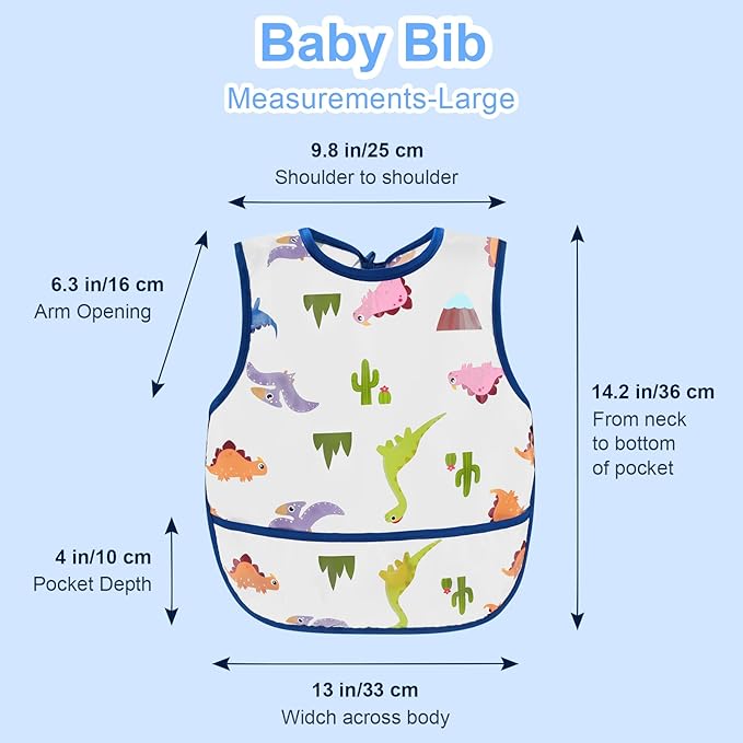 Accmor Baby Bibs, Waterproof Baby Toddler Bibs, Apron Smock Bib - Image 7