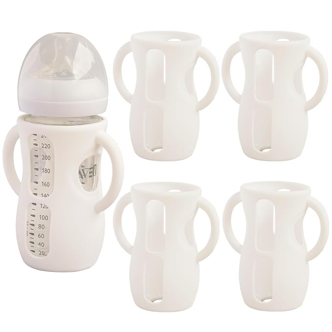 4 Pack Silicone Sleeves for Avent Natural Glass Baby Bottles, Anti Breakage by Kingwi