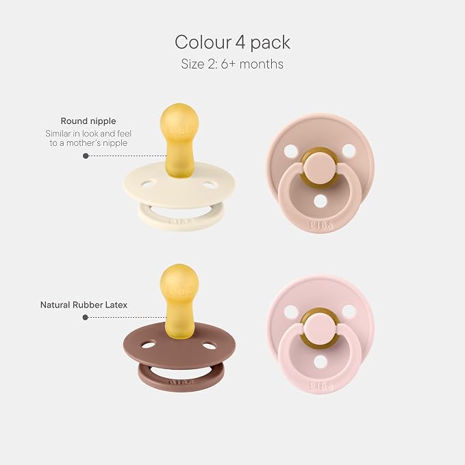 BIBS Pacifiers - Colour 4-Pack | BPA Free Baby Pacifier | Round Nipple Binkies - Image 2