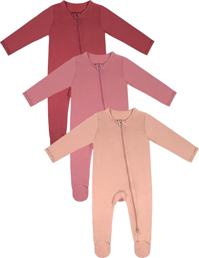 Jimonda Baby Romper Boys Girls Bamboo Pajamas 2-Way Zipper Footed Unisex Zip-Up by JimondaBaby