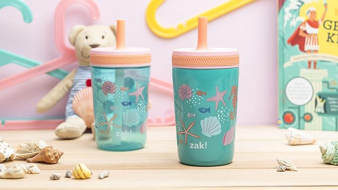 Zak Designs Shells Kelso Tumbler Set, Leak-Proof Screw-On Lid - Image 9