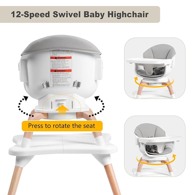 Baby High Chair, 7 in 1 Convertible High Chairs - Image 5
