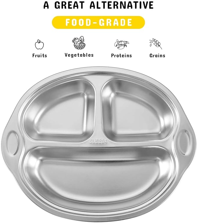 Stainless Steel Baby Suction Plates: Divided Plates - Image 2