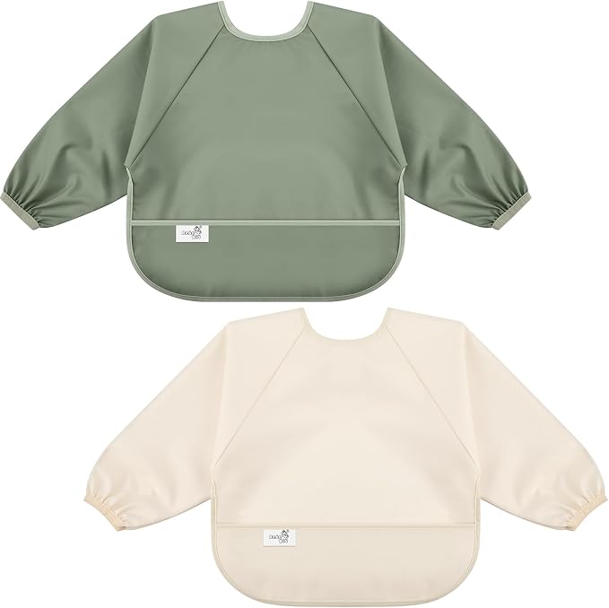 Long Sleeve Baby Bib, Waterproof Fabric, Catch-All Pocket, Baby Smock Bib by Unknown
