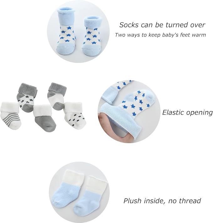 Newborn Baby Boy Girl Caps Mittens Socks Set Cotton Baby Essentials Accessories - Image 4