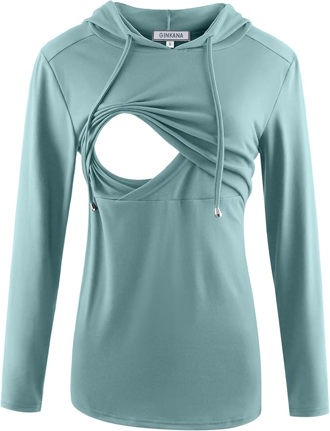 GINKANA Women's Nursing Hoodie Sweatshirt Long Sleeves Breastfeeding Maternity by GINKANA