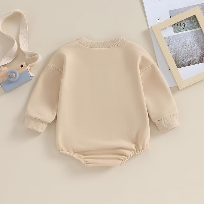 VISGOGO Newborn Infant Baby Boy Girls Oversized Romper Little Dude Sweater - Image 4