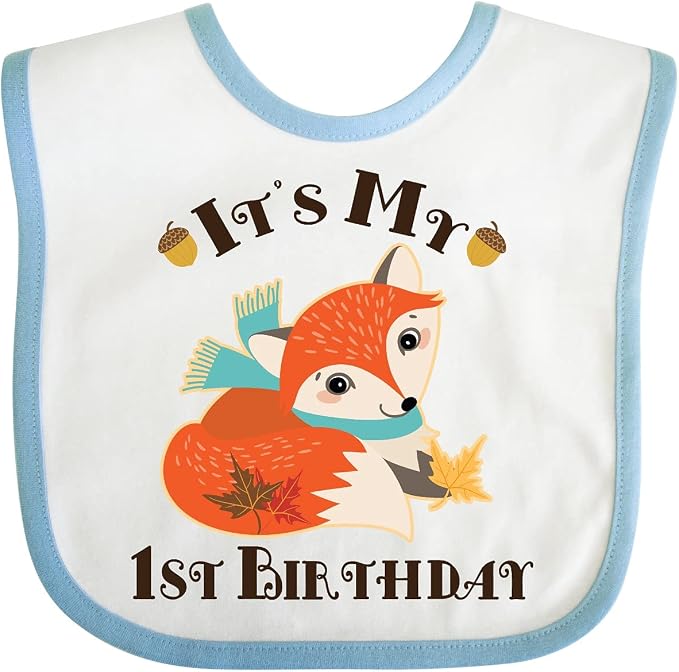 inktastic 1st Birthday Woodland Fox Baby Bib by Inktastic