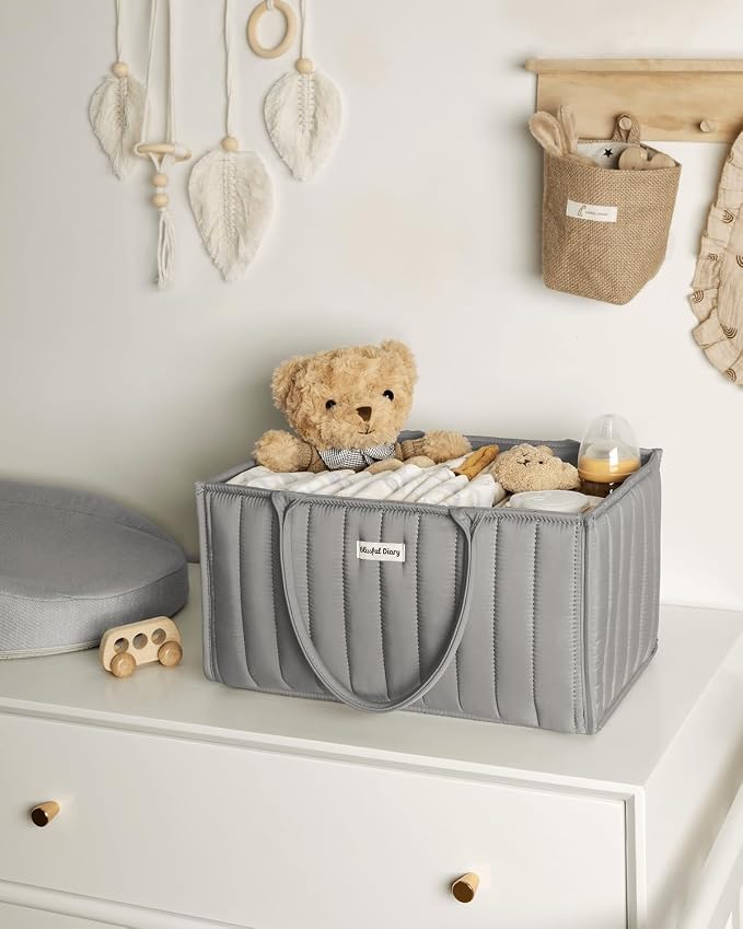 Blissful Diary Baby Diaper Caddy Organizer, Stylish Storage Basket - Image 7