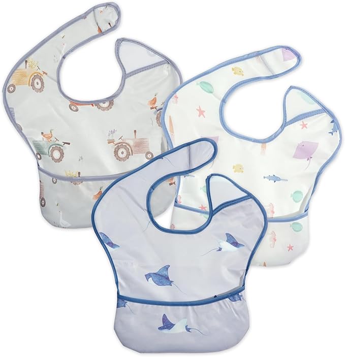 3-Pack Waterproof Baby Bibs for Eating by CoolaPeach