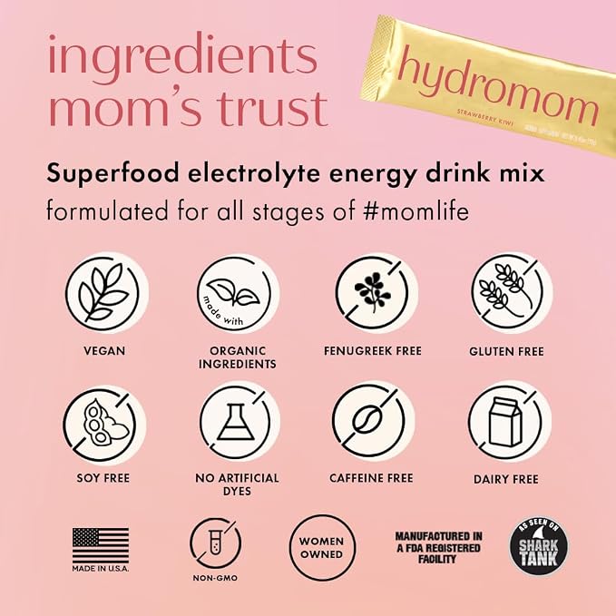 Boobie Hydromom Superfood Electrolyte Drink Mix, Strawberry Kiwi | Refreshing - Image 8
