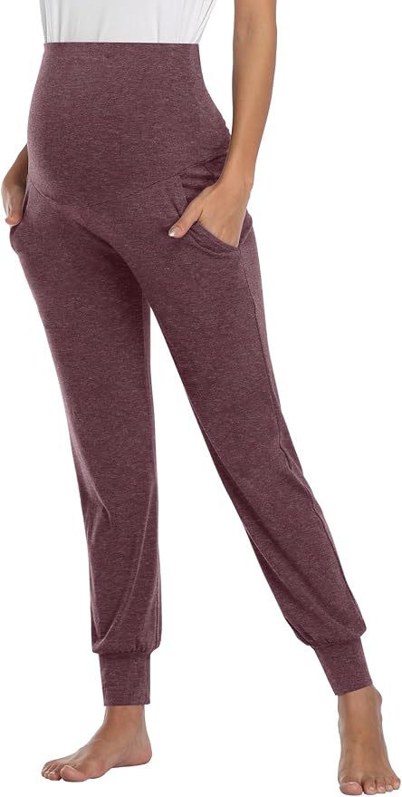 AMPOSH Women's Maternity Pants Stretchy Lounge Workout Pants Casual Loose Comfy - Image 3