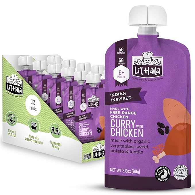 Li’l Hala Curry Chicken Baby Food Pouches – Free-Range Chicken & Organic by LilHalaFoods