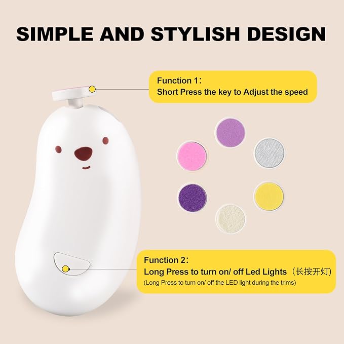 Baby Nail File Electric, Gentle Rechargeable Nail Trimmer, Baby Nail Clippers - Image 4