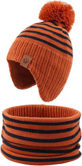 JANGANNSA Knitted Baby Hat Scarf Set Winter Warm Boys Girls Beanie Fleece by JANGANNSA