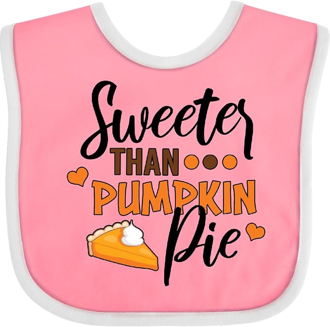 inktastic Thanksgiving Sweeter Than Pumpkin Pie Baby Bib by Inktastic