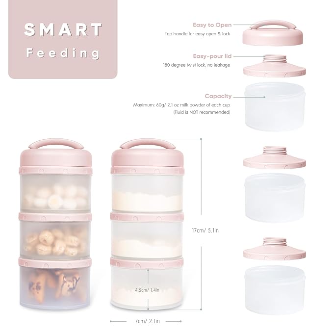 Termichy Stackable Formula Dispenser Portable Milk Powder Container, 2 Pack - Image 2
