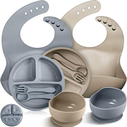 10 Pack Silicone Baby Feeding Set, Toddlers Led Weaning Feeding Supplies by Potchen