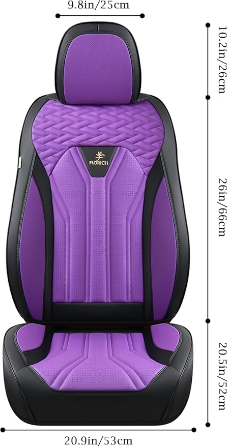 FLORICH Leather Seat Covers for Car Waterproof Front Seat Covers 2 Pack Purple - Image 2