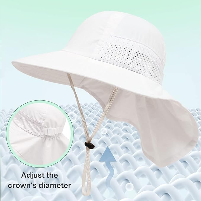 XIAOHAWANG Girls Sun Hat Baby Beach Hats Boys UPF 50+ Kids Summer Protection - Image 6