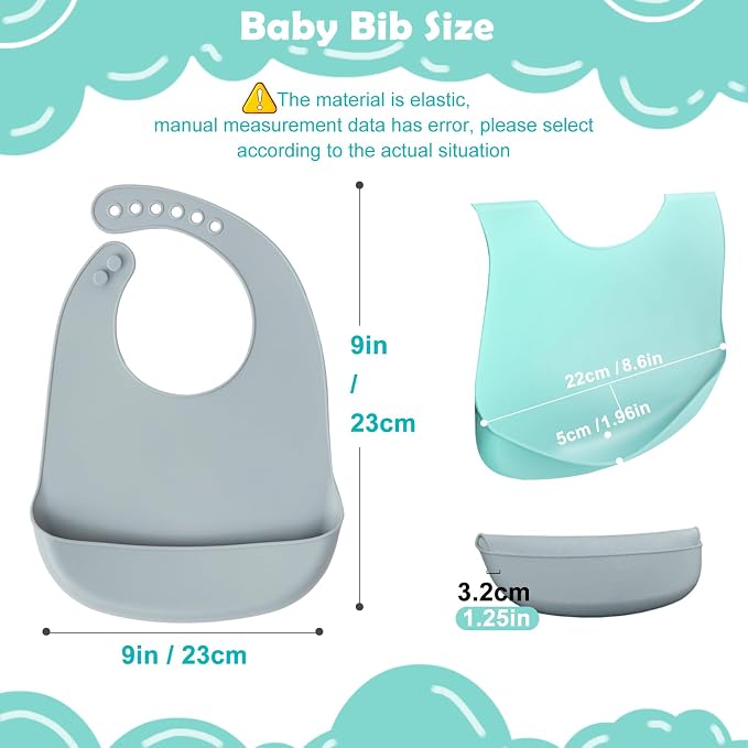 Silicone 8-Pack Bibs for Babies Toddlers Girls| Adjustable Waterproof BPA Free - Image 2