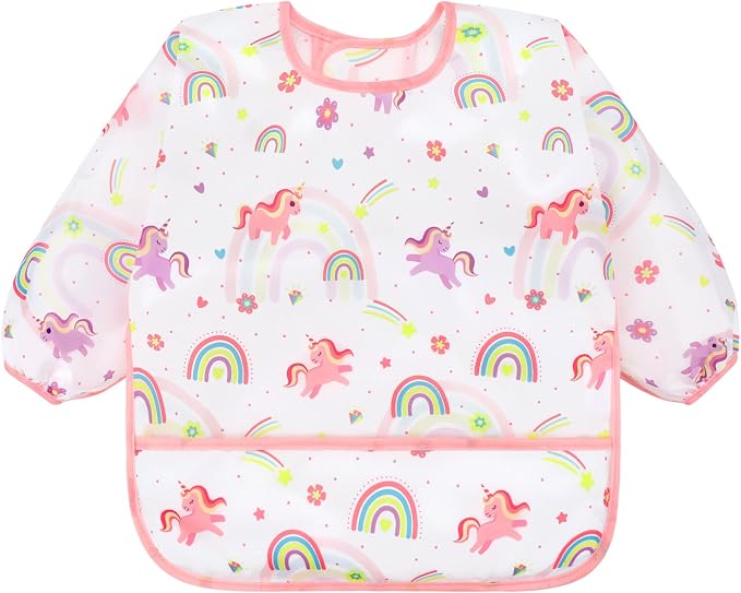 Accmor 5 Pack Long Sleeve Bibs, Baby Smock Waterproof Sleeved Bib Smock - Image 8