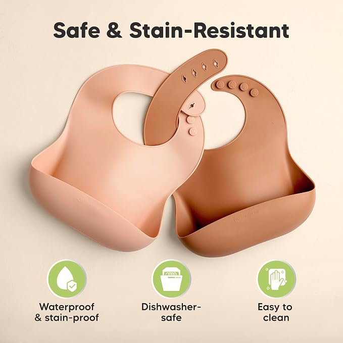 KeaBabies 2-Pack Silicone Baby Bibs - Image 6