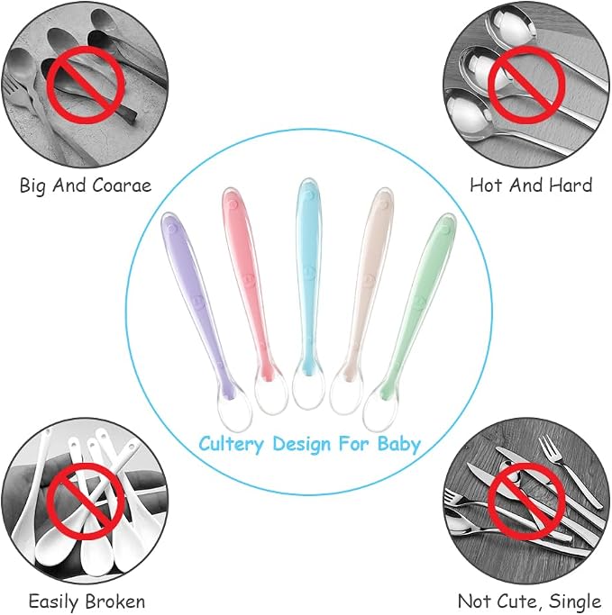 Vicloon Baby Silicone Spoons, Infants Utensils Feeding Supplies, Soft Tip BPA - Image 7