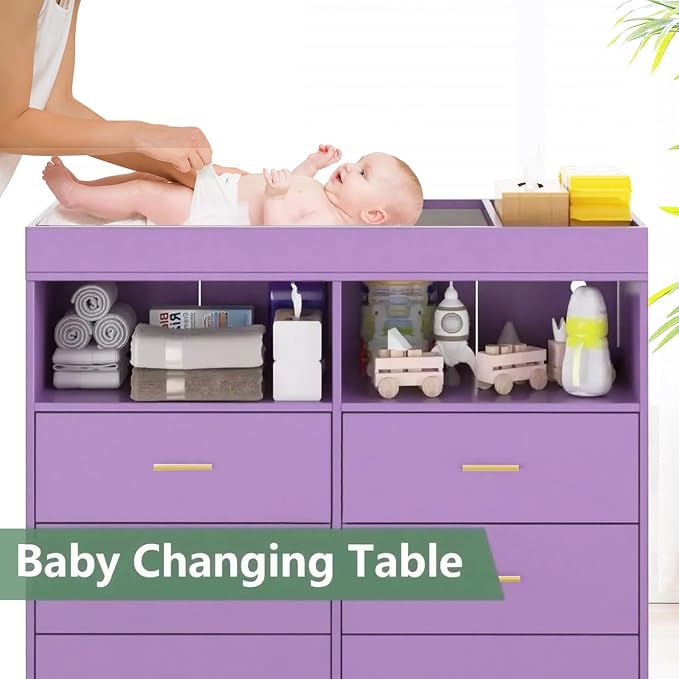 Changing Table Dresser with Drawers, Baby Dresser with Changing Table Top - Image 5