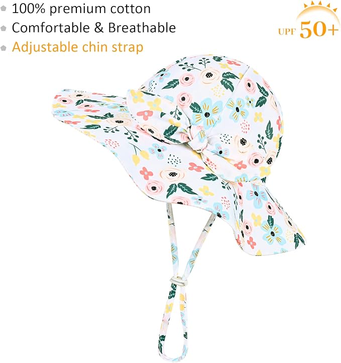 Baby Girl Sun Hat with UPF 50+ Outdoor Adjustable Beach Hat with Wide Brim - Image 2
