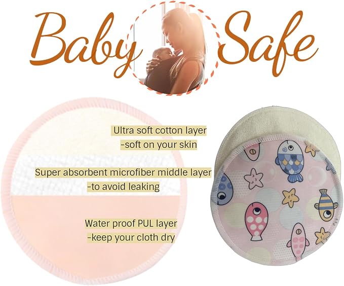 Reusable Nursing Pads 14 Pack, Washable Breast Pads Breastfeeding Essentials - Image 4