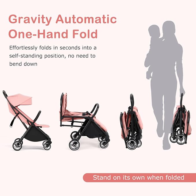 INFANS Lightweight Baby Stroller, Ultra-Compact Fold Airplane Ready Travel - Image 3