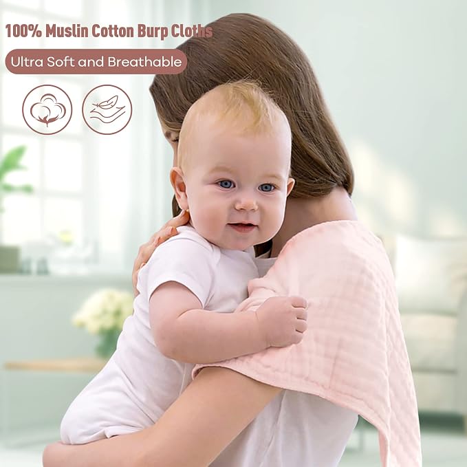 Yoofoss Muslin Burp Cloths for Baby 10 Pack 100% Cotton Baby Washcloths for - Image 2